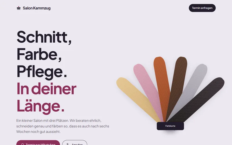 Startseite der Musterseite Salon Kammzug, ein fiktiver Friseur